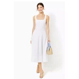 Lilly Pulitzer White Square-Neck Midi Dress